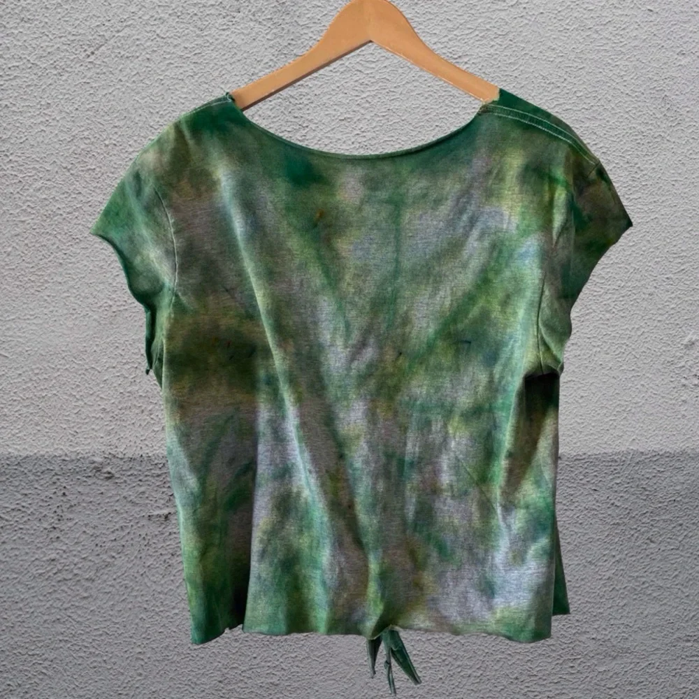 Ireland Flag Tie-Dye Tie Front Top Size L - Picture 7 of 9